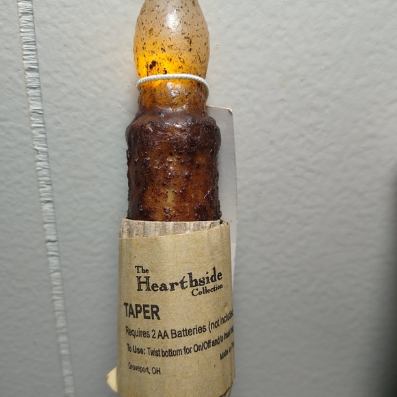 Set of 2, 6" Burnt Mustard LED Taper Candle Flameless Primitive, Rustic - Picture 2 of 6